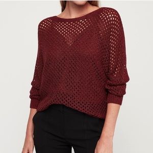 Express Open Stitch Dolman Sleeve Sweater Wine S